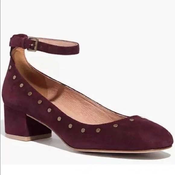 Madewell Leather Inez Stud Ankle Strap Shoes - Picture 1 of 6